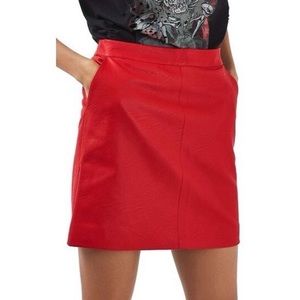 Topshop Red Leather Skirt [NWT]